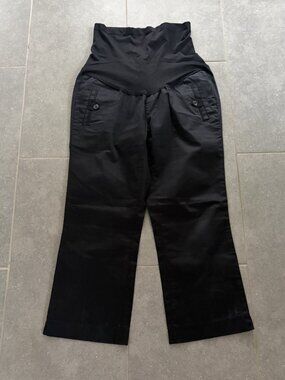 Womens Full Panel Maternity Pants, Capri Length, Black